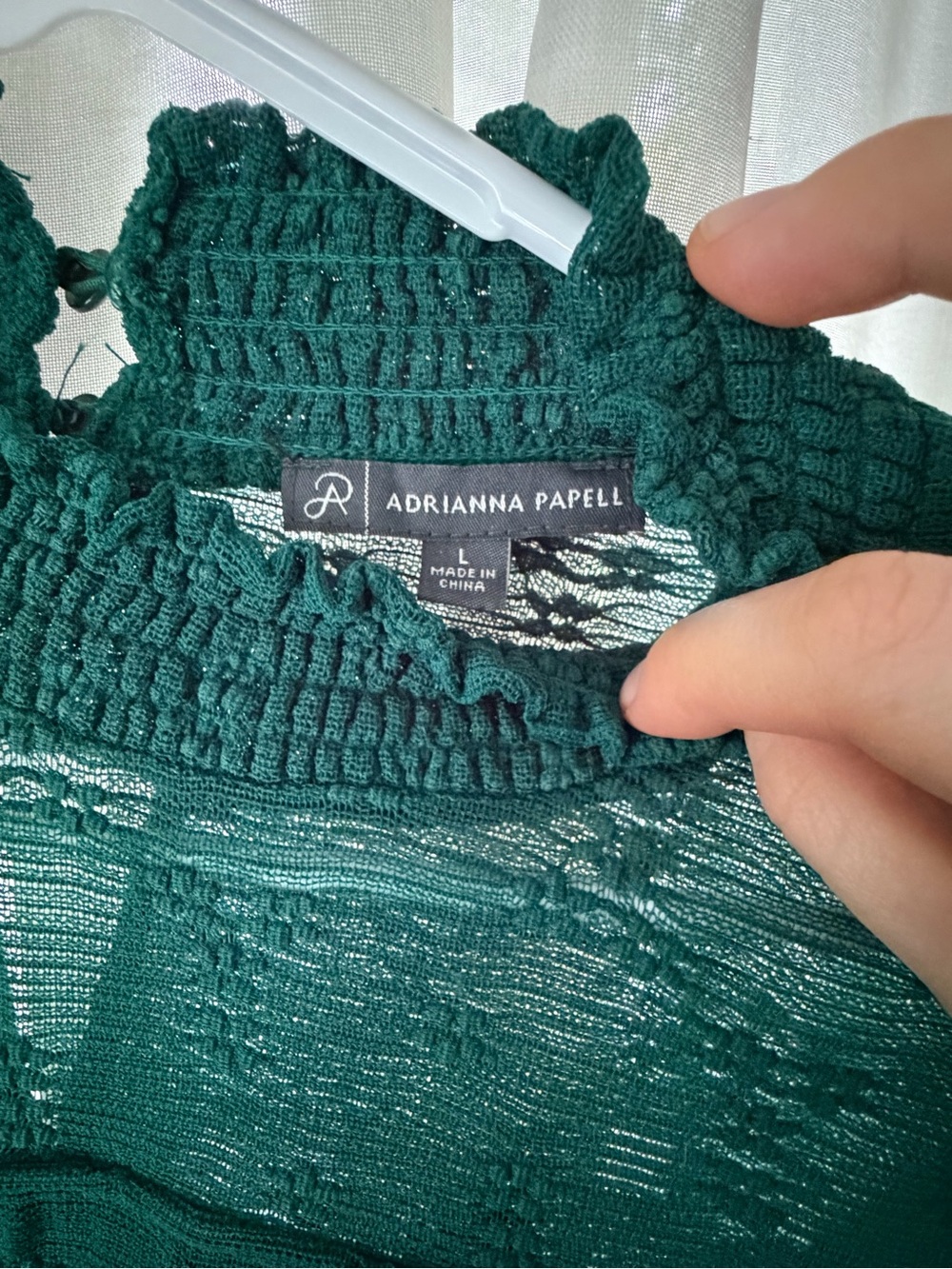 Adrianna Papell Women’s Emerald Green Ruffled Mock-Neck Dress
